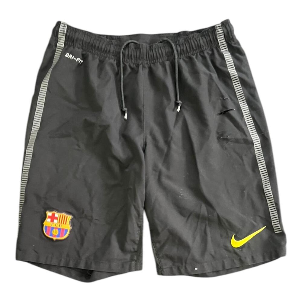 NIKE FC Barcelona Dri Fit Shorts Mens Small Black Dri Fit Athletic Soccer * Read